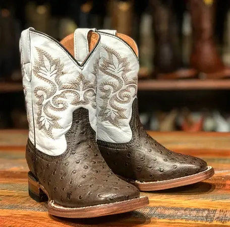 Kid's Tanner Mark Shane Ostrich Print Boot 1
