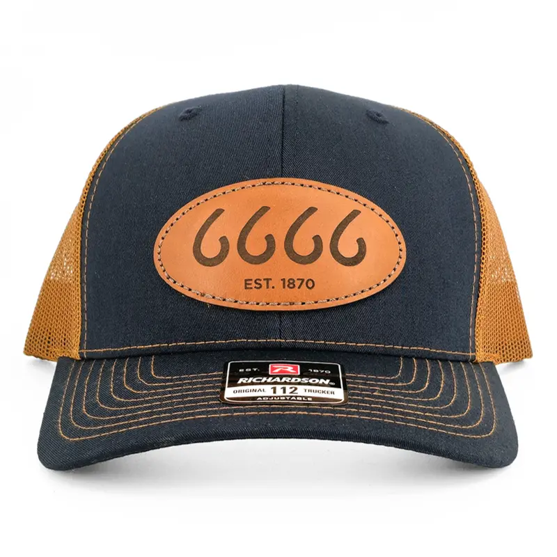 Leather Patch Trucker Navy/Caramel 1