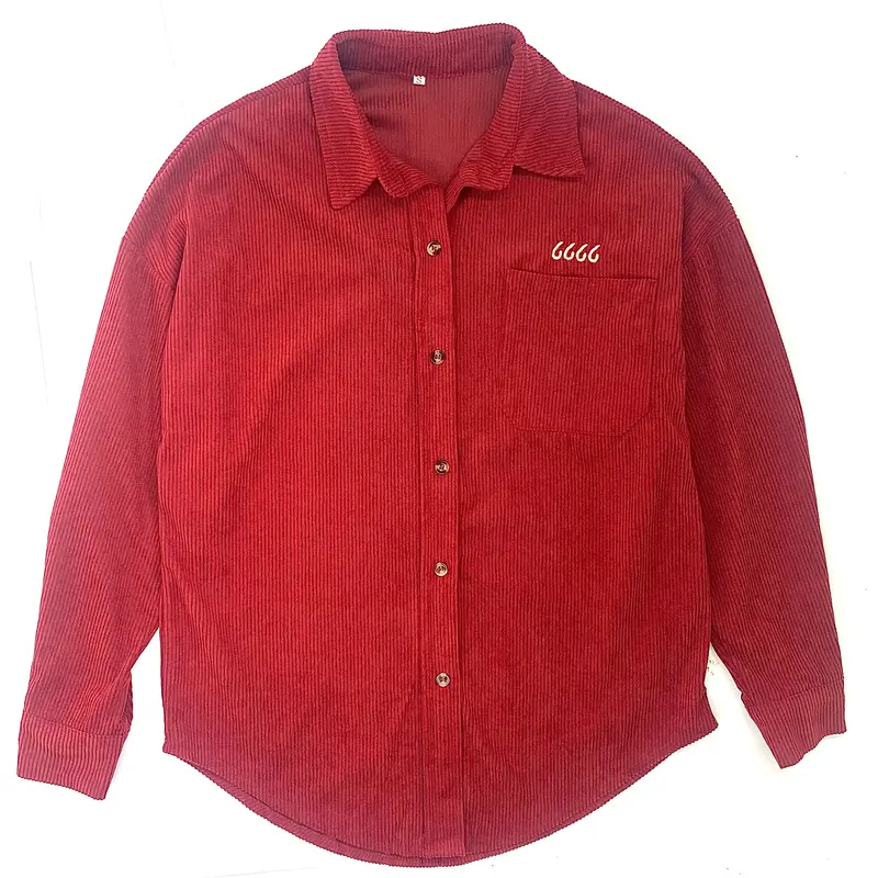Loose Fit Corduroy Button Down Red 1