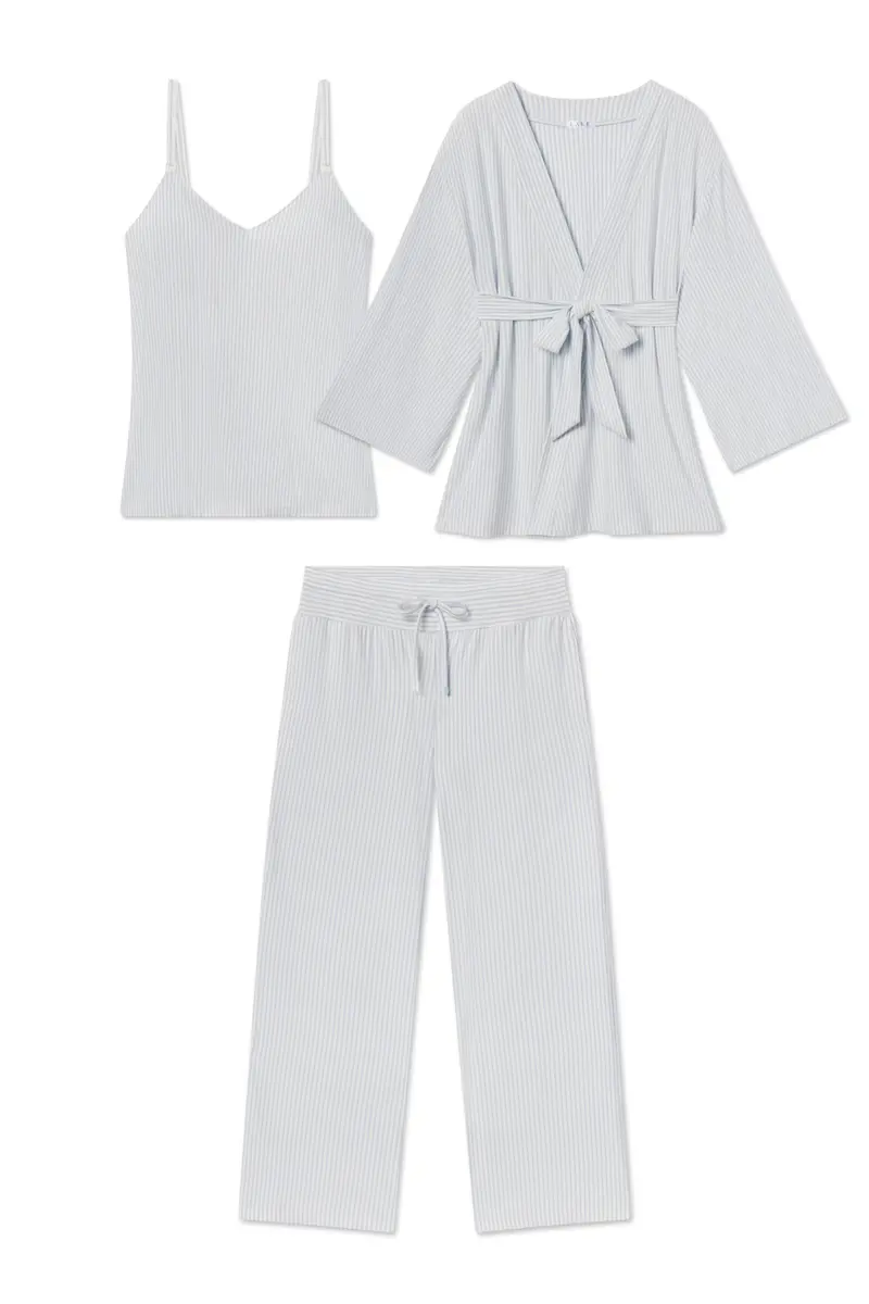 Maternity Dreammodal™ Kimono Three-Piece Set In Fog 1