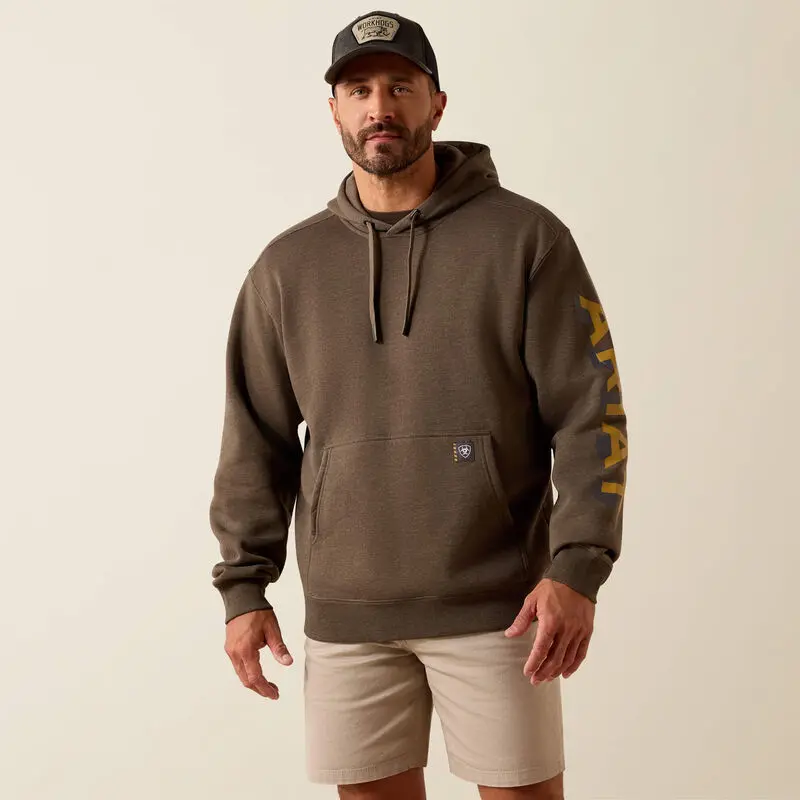 Men's Ariat Brown Lightweight Logo Hooded Sweatshirt 1