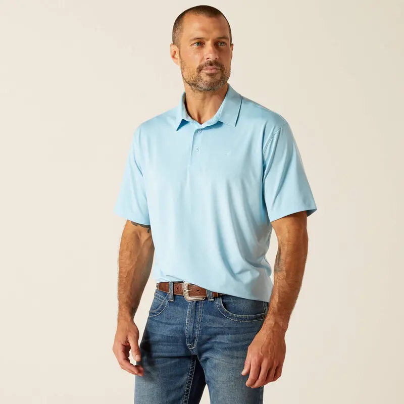 Men's Ariat Sky Blue 360 Airflow Short Sleeve Polo 1