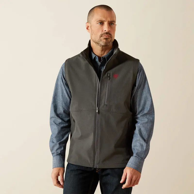 Men's Ariat Softshell Logo Charcoal Vest 1