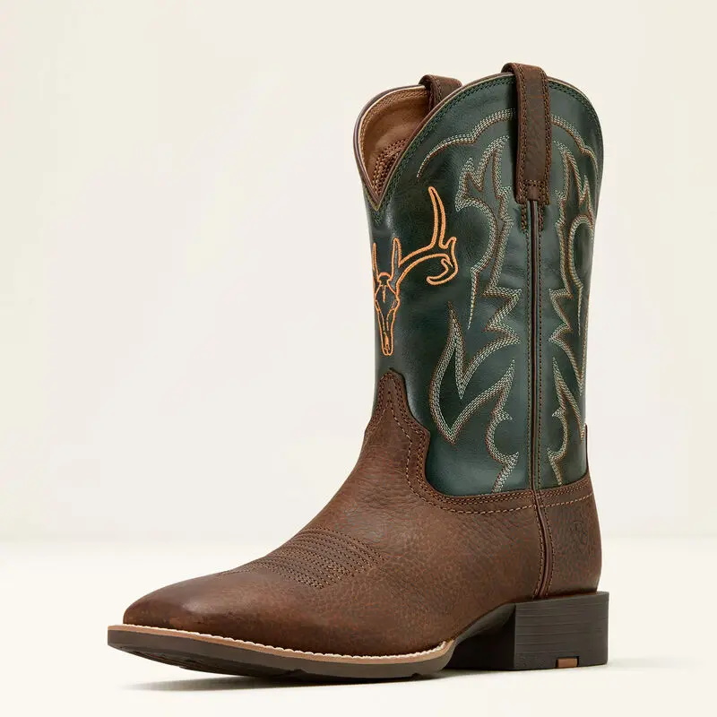 Men's Ariat Sport Outdoor Brown/Green Western Boot 1