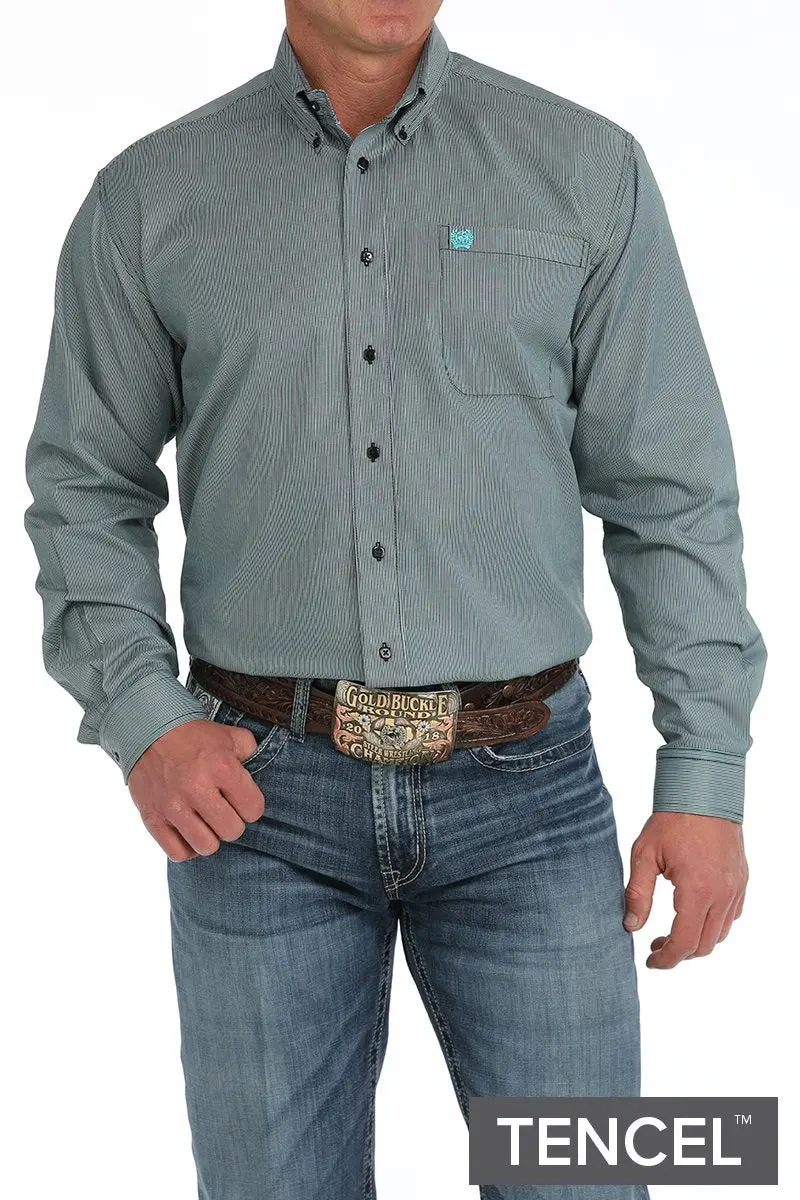Men's Cinch Black/Blue Stripe Long Sleeve Button Down Shirt 1
