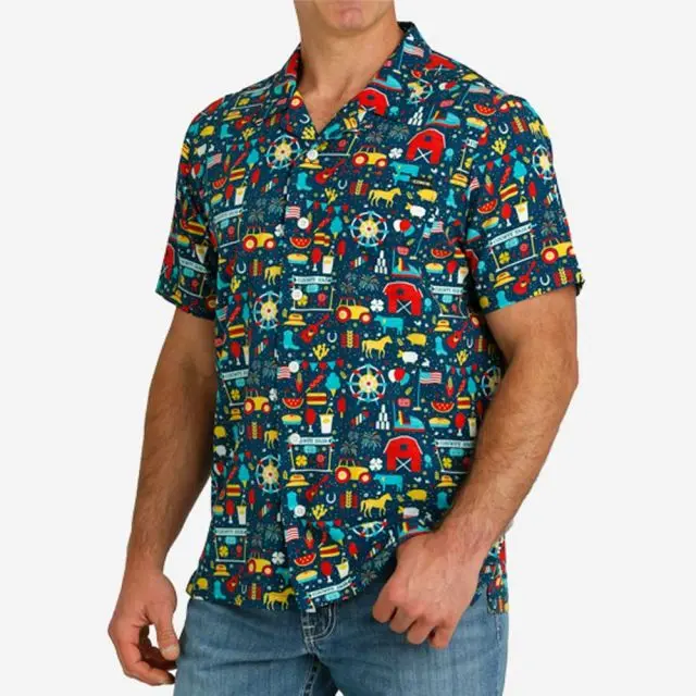 Men's Cinch Camp Shirt County Fair Print 1