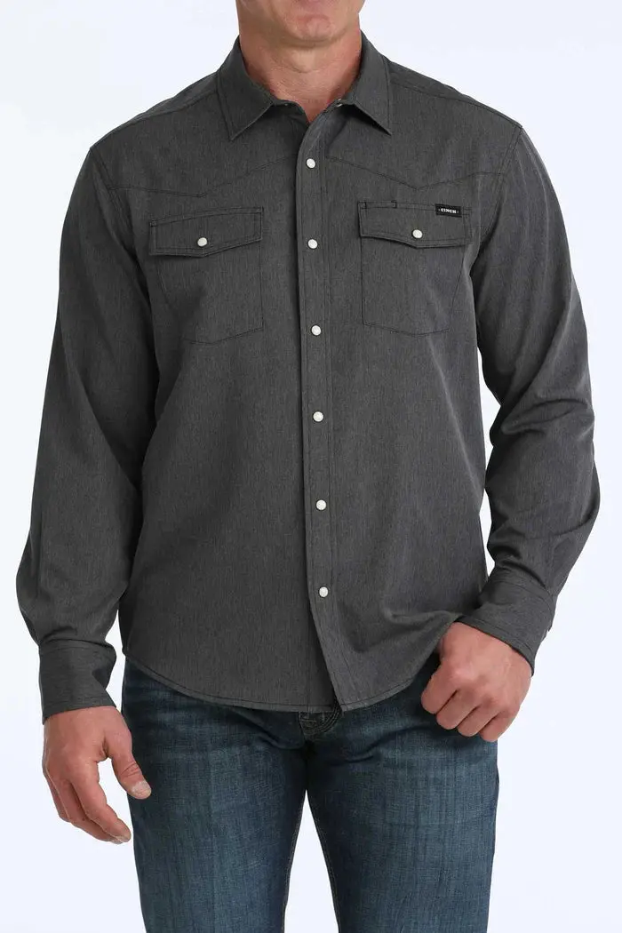 Men's Cinch Long Sleeve Charcoal Camp Shirt 1
