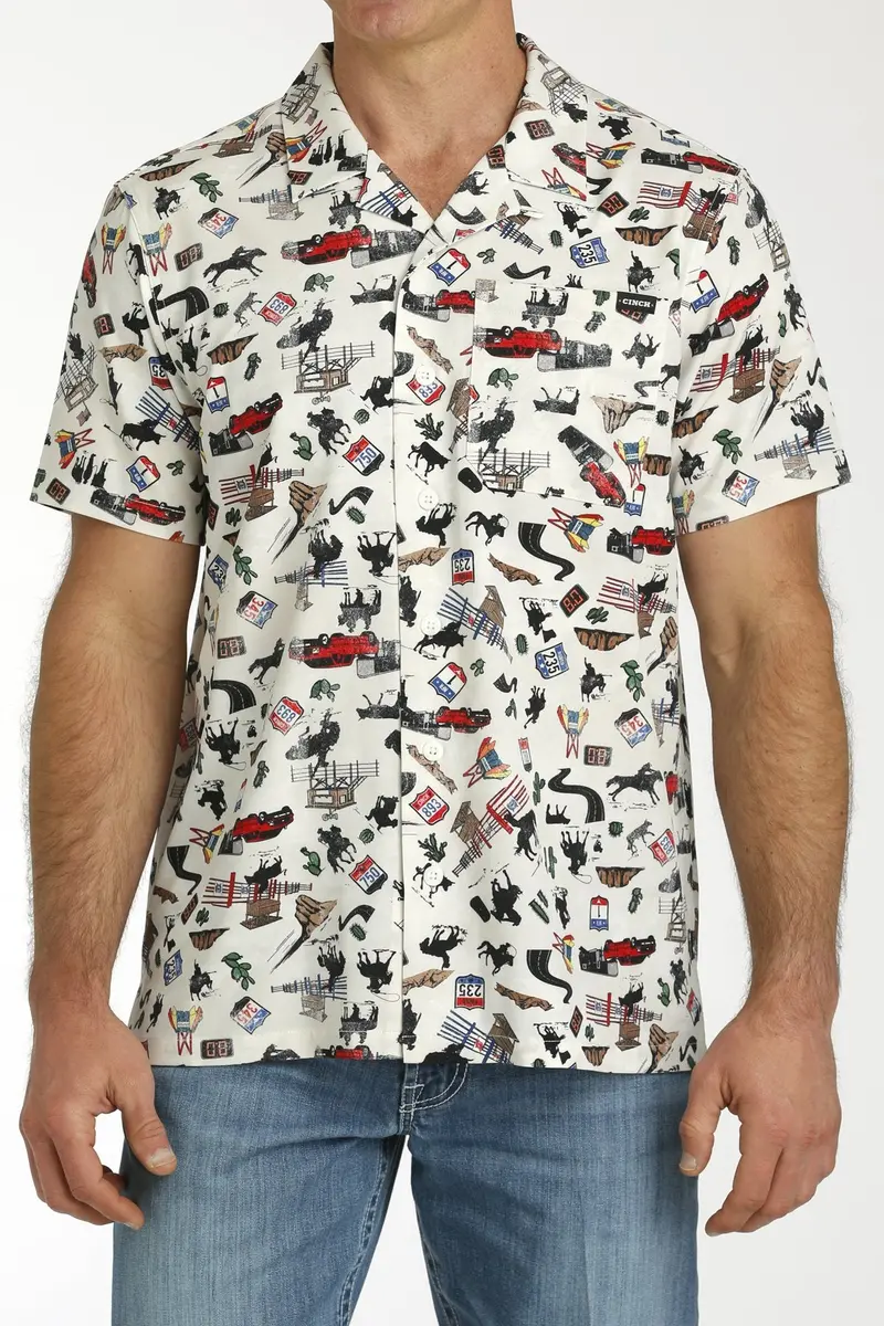 Men's Cinch Rodeo Print Camp Shirt 1