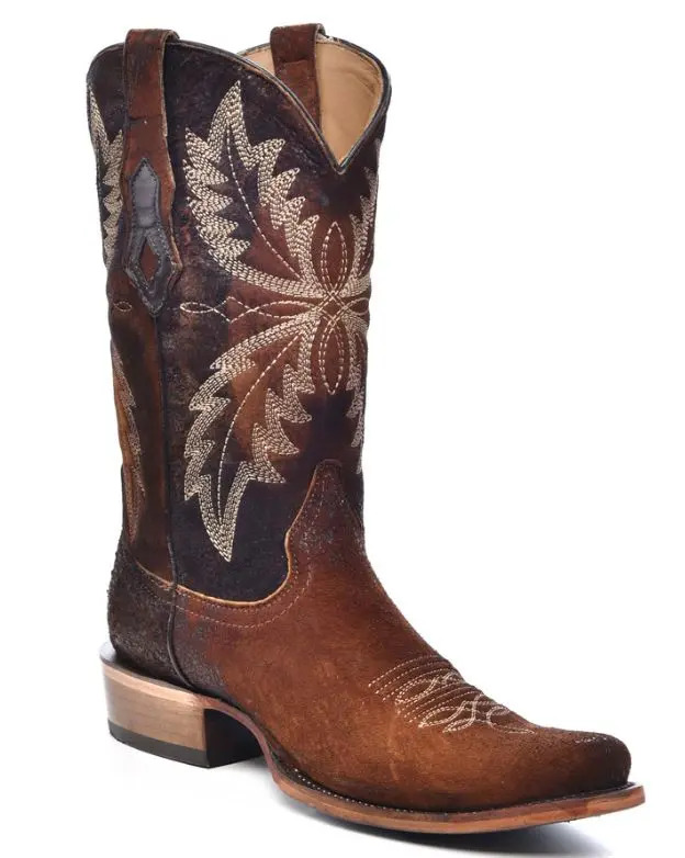 Men's Corral Chocolate Embroidered Narrow Square Toe Boot 1
