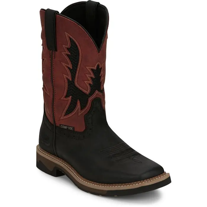 Men's Justin Bolt Coal Black Composite Toe Work Boot 1