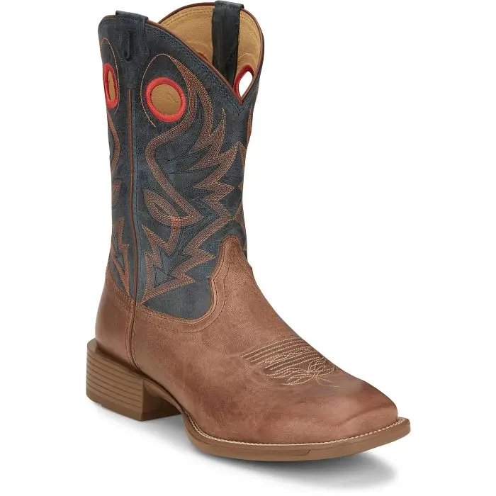 Men's Justin Pickett Grey Goat Wide Square Toe Boot 1