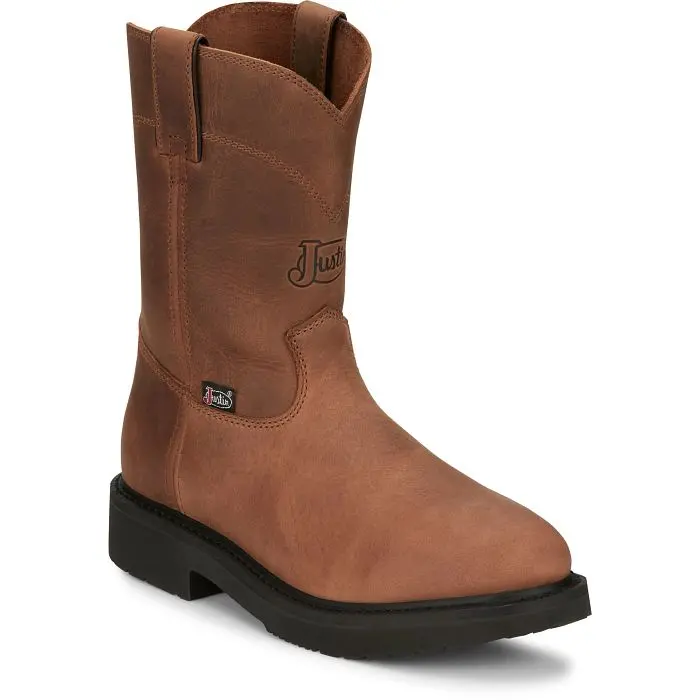 Men's Justin Round-Up Aged Bark Brown Work Boot 1