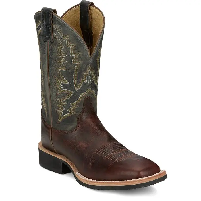 Men's Justin Trainor Cognac Cowhide Square Toe Boot 1
