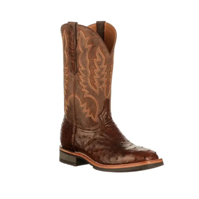 Men's Lucchese Chocolate Ostrich Square Toe Boot 1