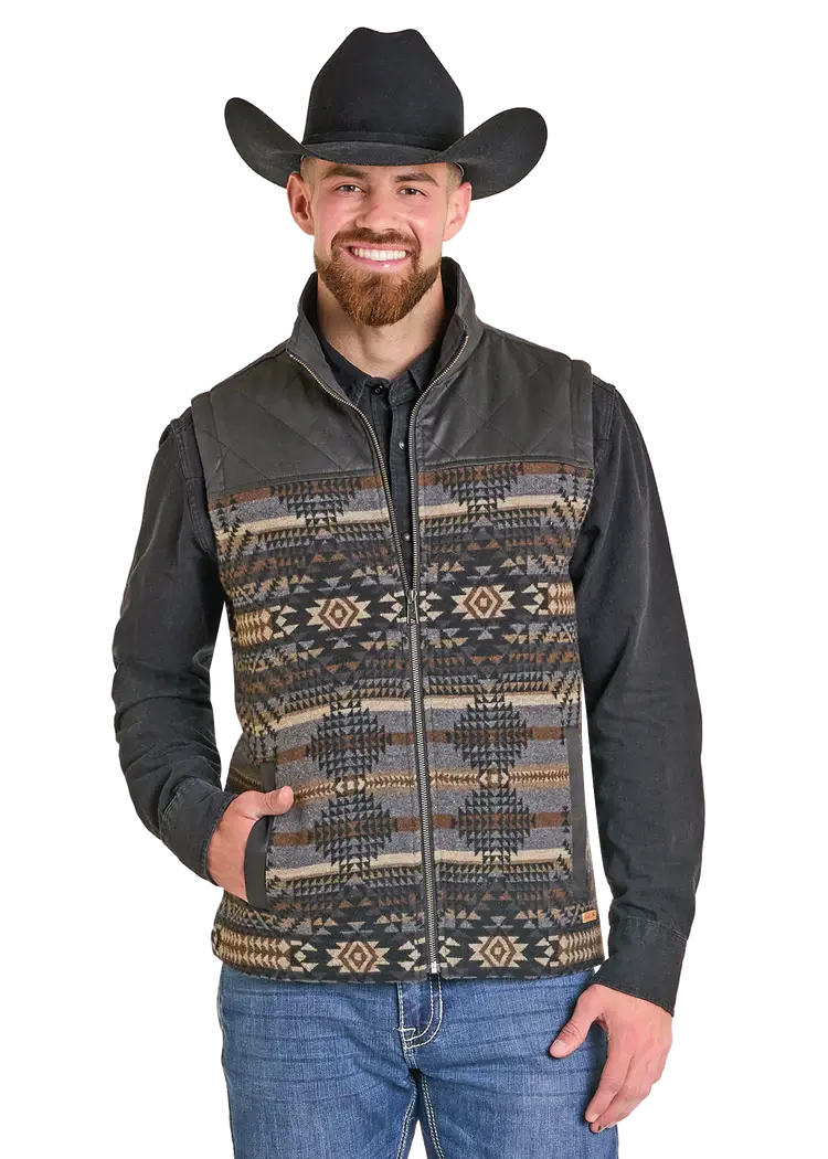 Men's Panhandle Slim Jacquard Aztec Printed Vest 1