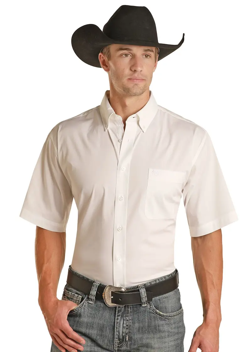 Men's Panhandle White Short Sleeve Button Down 1