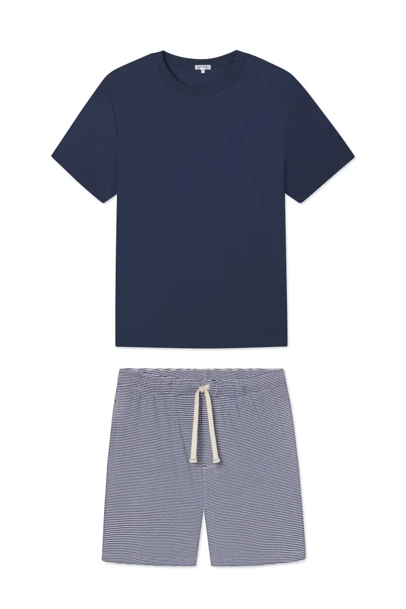 Men's Pima Sleep Shorts Set In True Navy 1
