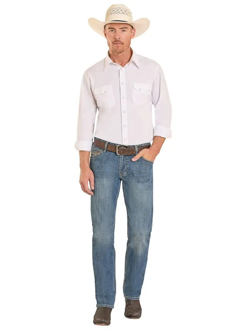 Men's Rock & Roll Crossed Embroidered Revolver Straight Jean 1