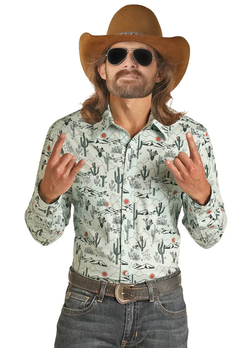 Men's Rock & Roll Dale Brisby Desert Print Snap Shirt 1