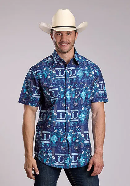 Men's Roper Tropical Print Short Sleeve Snap Shirt 1