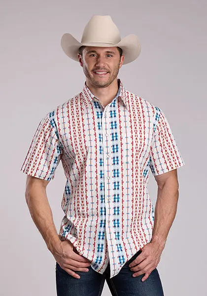 Men's Roper Vertical Aztec Short Sleeve Snap Shirt 1