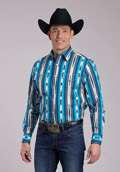 Men's Roper Vertical Aztec Stripe Long Sleeve Snap Shirt 1
