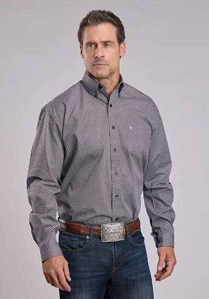 Men's Stetson Diamond Print Long Sleeve Button Down Shirt 1