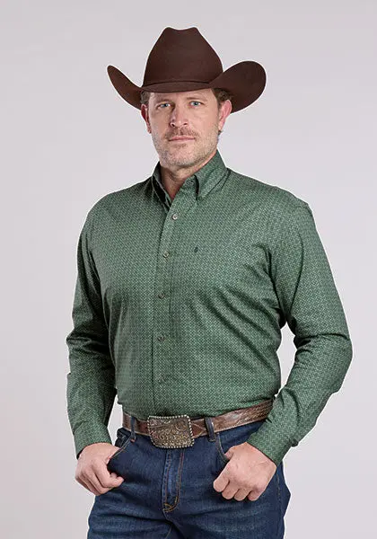Men's Stetson Sage Lattice Print Long Sleeve Button Down Shirt 1