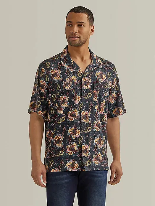 Men's Wrangler Coconut Cowboy Bull Floral Short Sleeve Snap Shirt 1