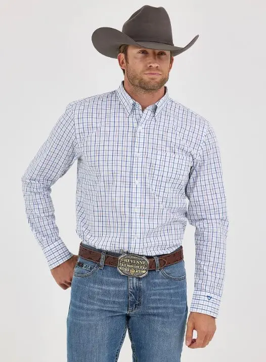 Men's Wrangler Cojo White Multi Plaid Shirt 1