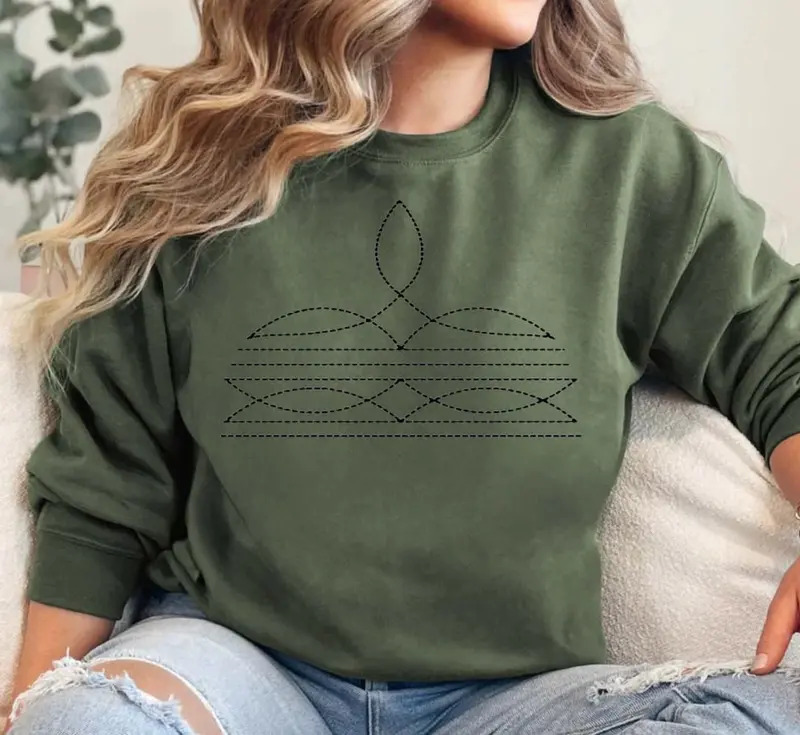 Military Green Boot Stitch Sweatshirt 1