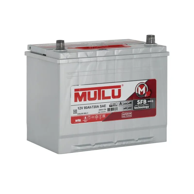Mutlu 12 Volt 80 Amper Yüksek Düz 4.Hafta 2024 Üretim 1