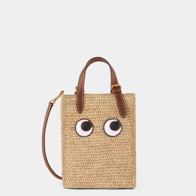 N/S Raffia Eyes Mini Cross-Body Tote 1