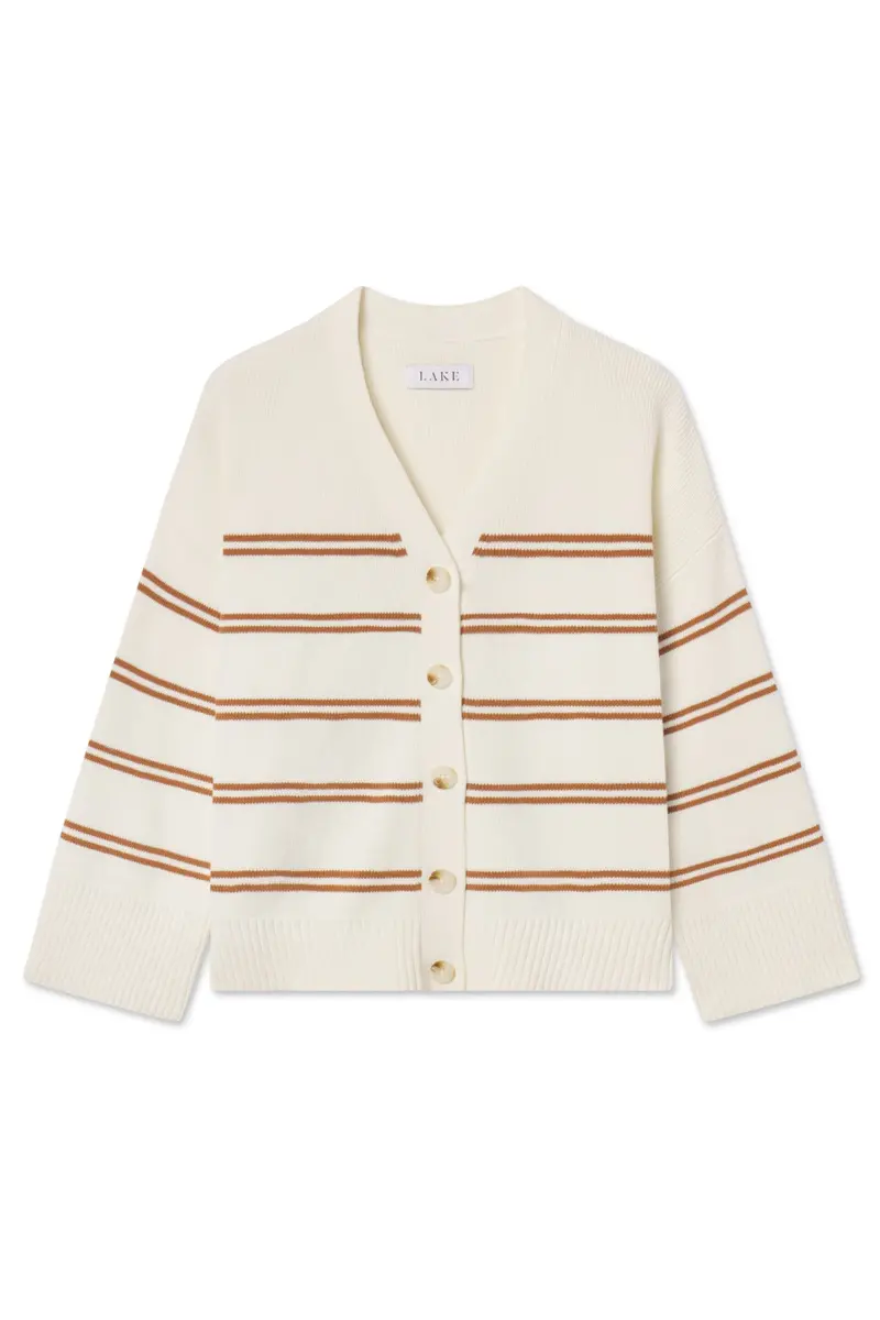 Nora Cardigan In Oak Varsity Stripe 1