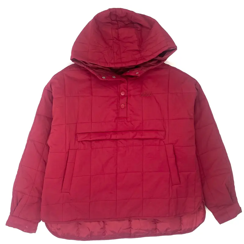 Oversized Quilted Pullover - Dark Red 1