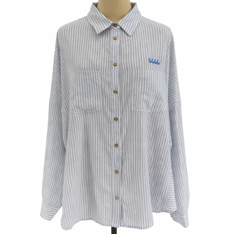 Oversized Stripe Button-Up Shirt 1