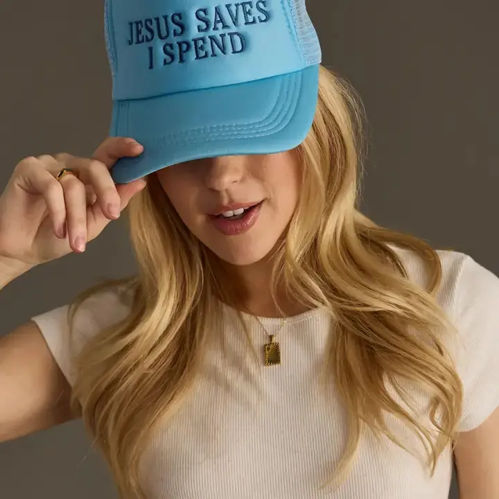 Panache Jesus Saves Blue Trucker Hat 1