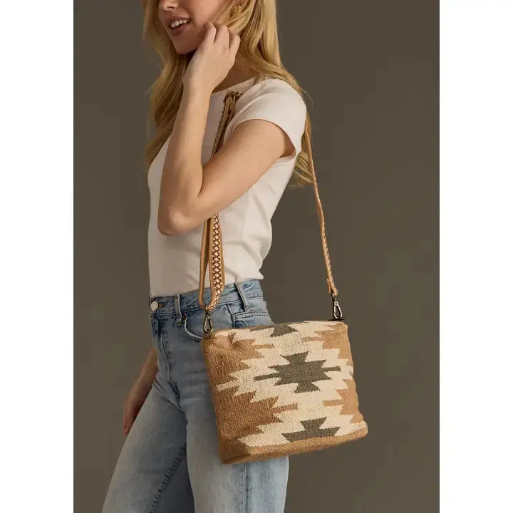 Panache Tan Aztec Crossbody Purse 1