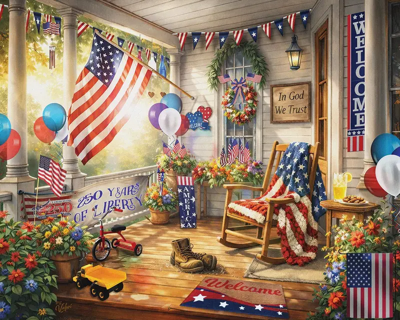 Patriotic Porch (2232Pz) - 1000 Piece Jigsaw Puzzle 1