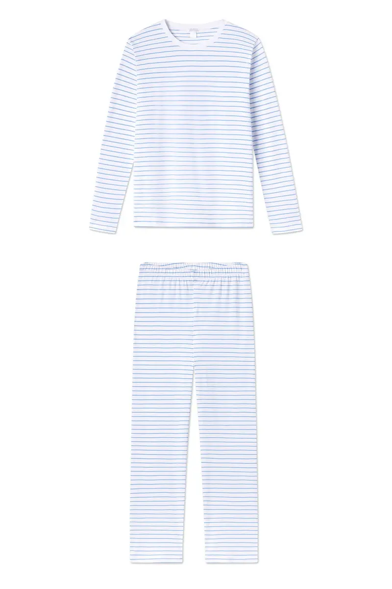 Pima Crew Long-Long Set In Baltic Blue 1
