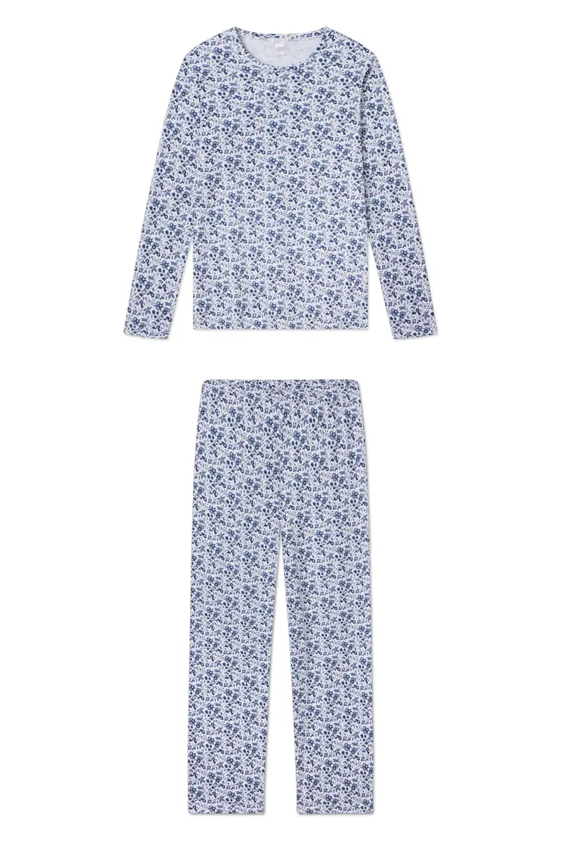 Pima Crew Long-Long Set In Sea Depth Garden Floral 1