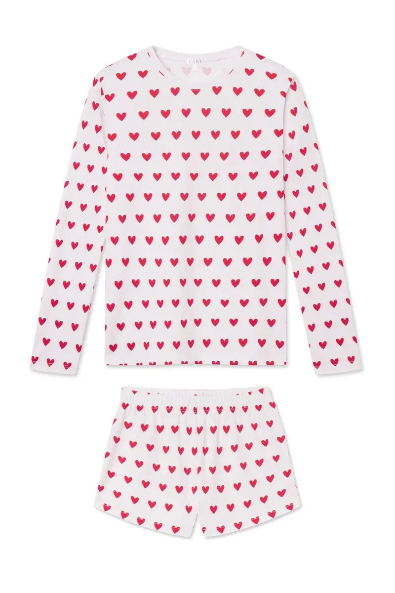 Pima Crew Long-Short Set In Classic Red Heart 1