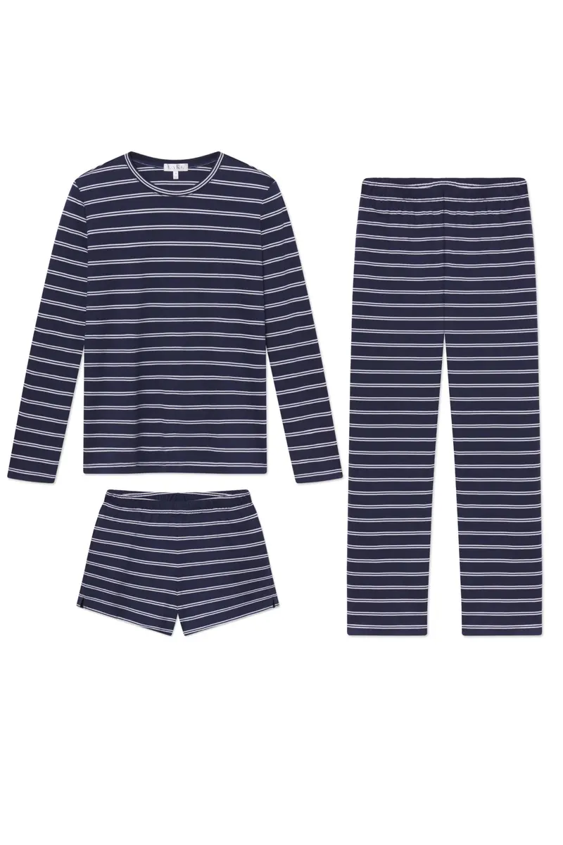 Pima Crew Long Sleeve Bundle In English Navy Tidal Stripe 1