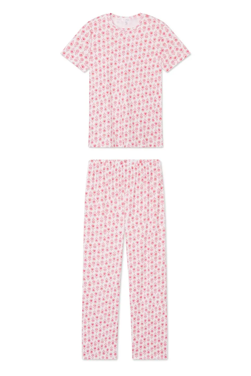 Pima Crew Short-Long Set In Rosewater Sprig 1