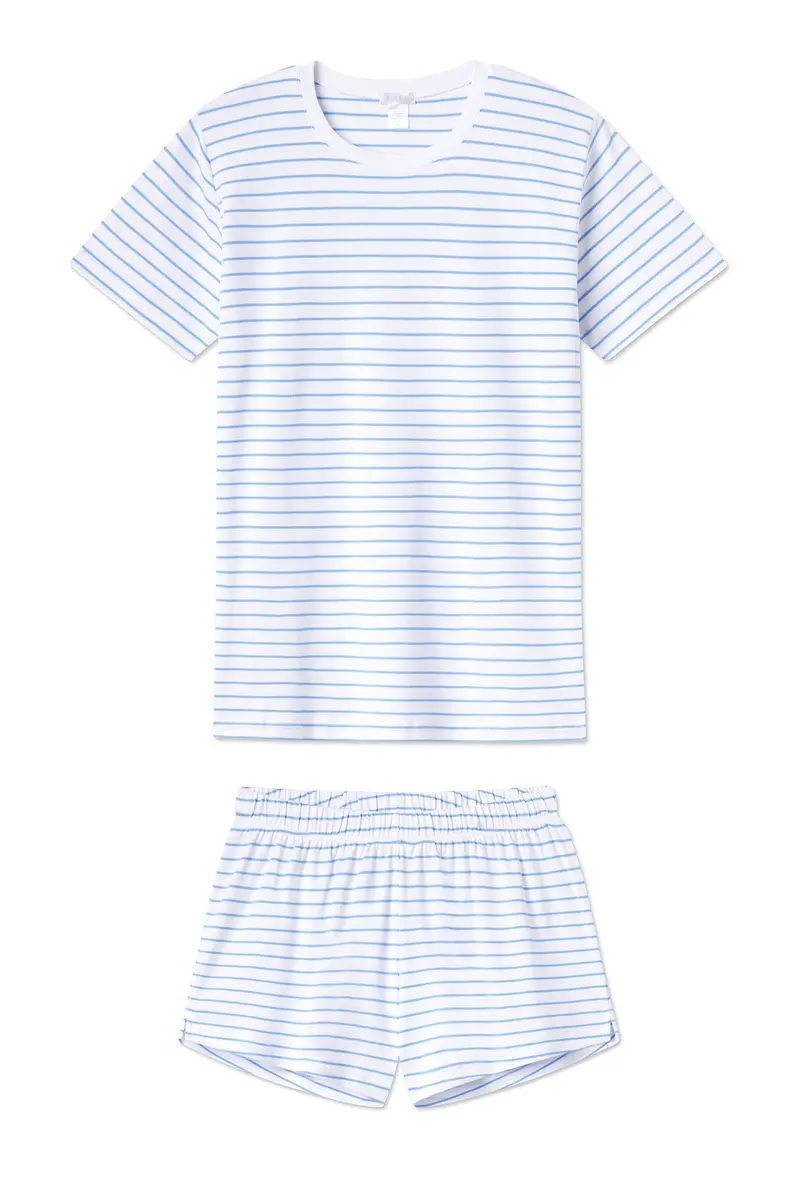 Pima Crew Shorts Set In Baltic Blue 1