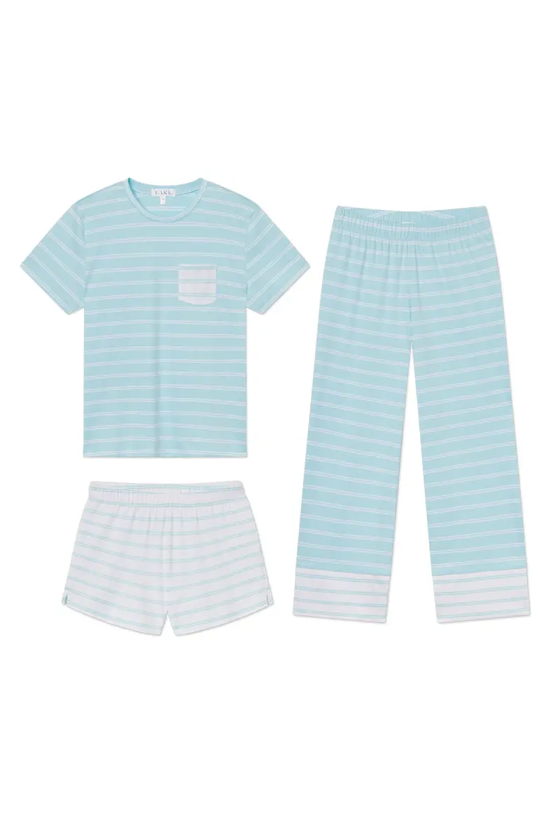 Pima Crew Wide Leg Bundle In Salt Spray Tidal Stripe 1