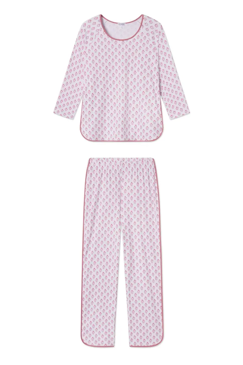 Pima Long-Long Set In Light Camellia Posy 1