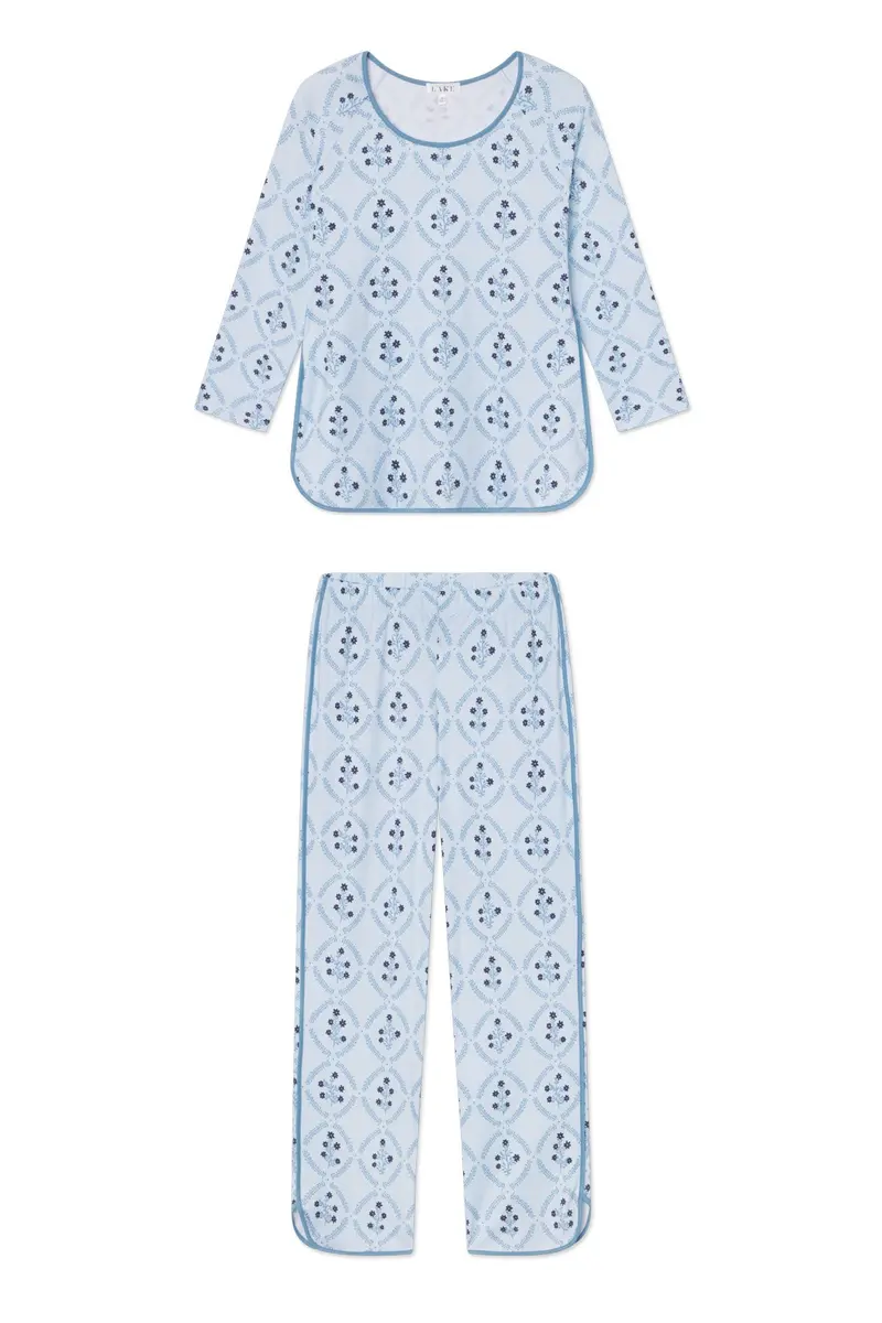 Pima Long-Long Set In Serene Blue Wreath 1