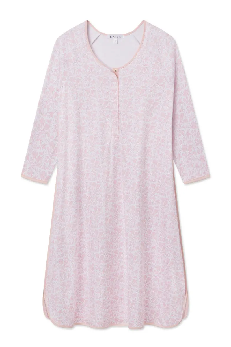 Pima Maternity Long Sleeve Nightgown In English Rose Garden Floral 1