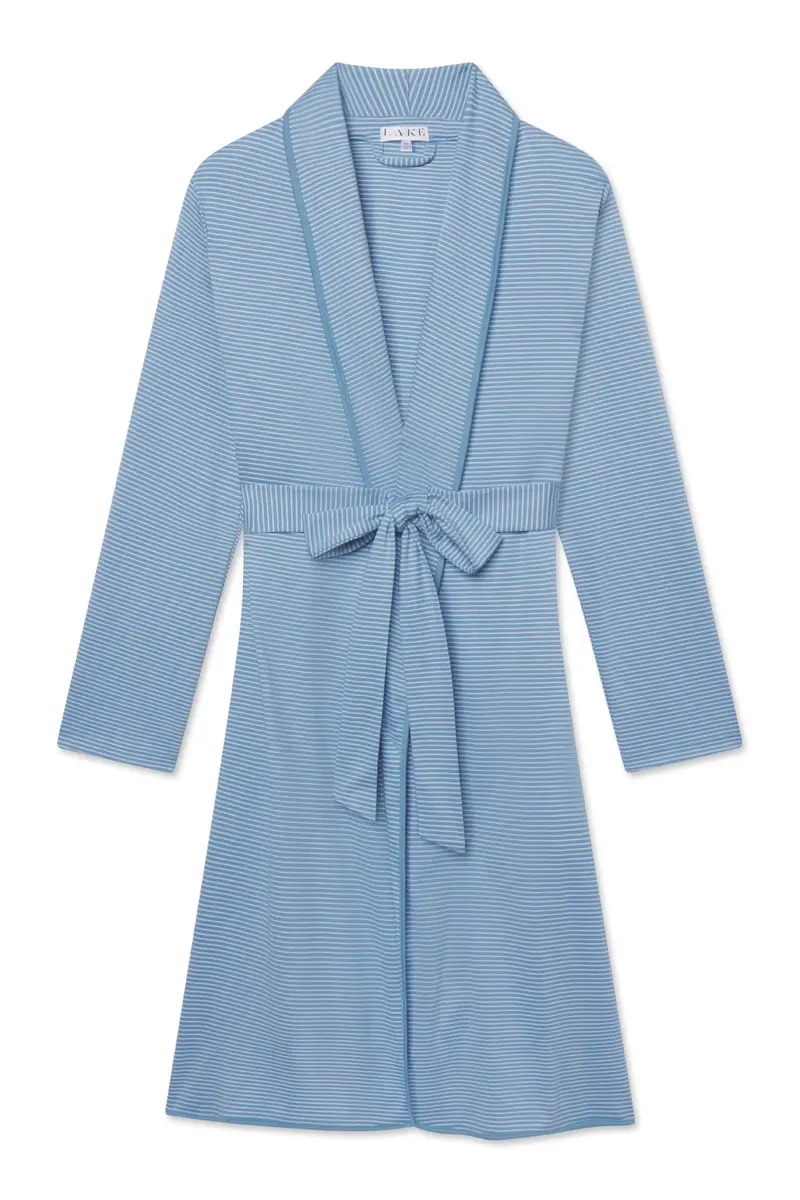 Pima Robe In Serene Blue Stripe 1
